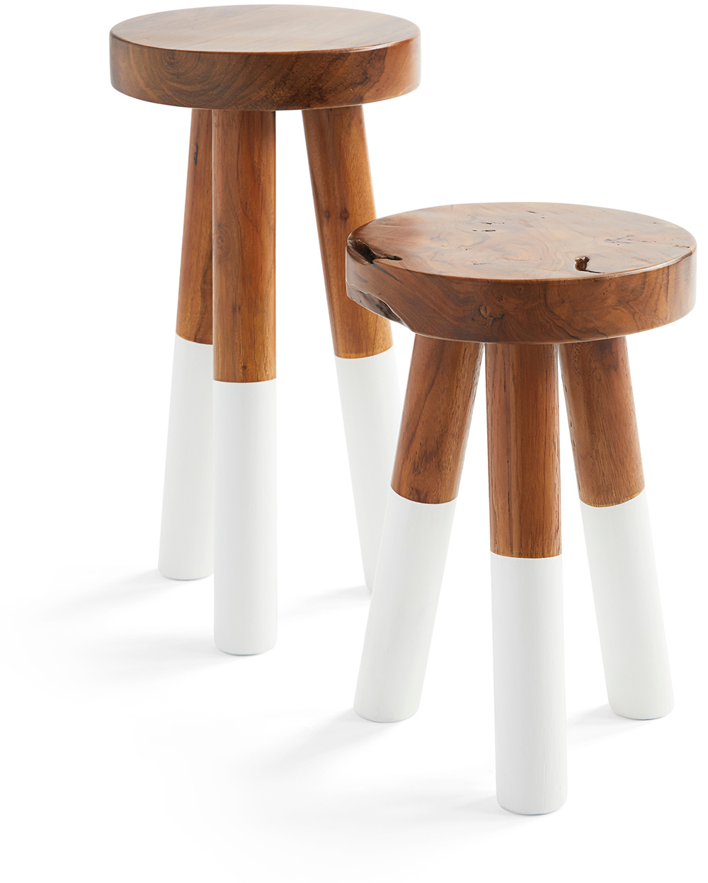 two Serena & Lily white Dip-Dyed Stools