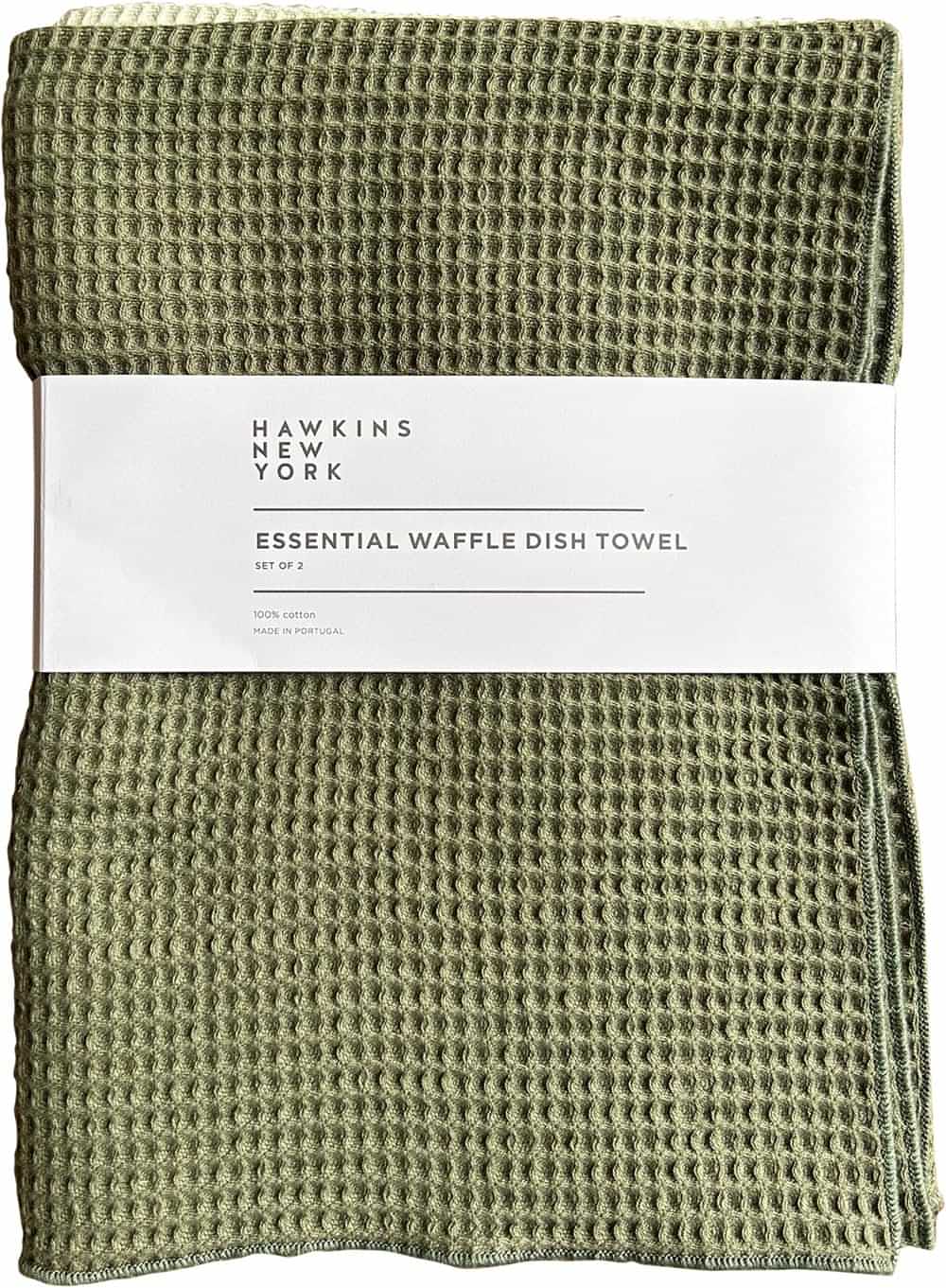 packaged Hawkins New York Essential Waffle Dish Towel Set of 2 in Olive + Sage