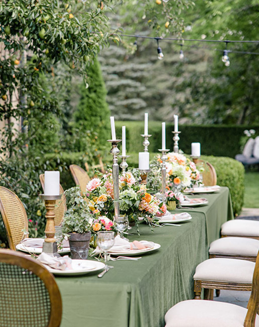 table set up in green
