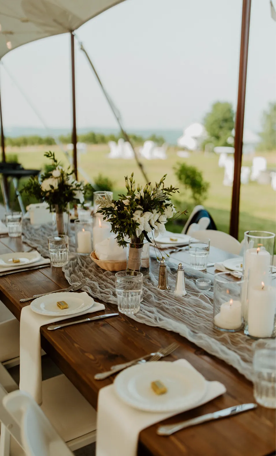 Outdoor table settings on a table