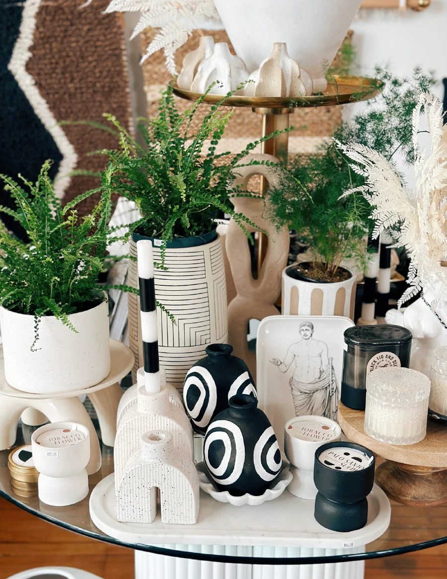 boutique ceramic pots, vases, and candle stick holders