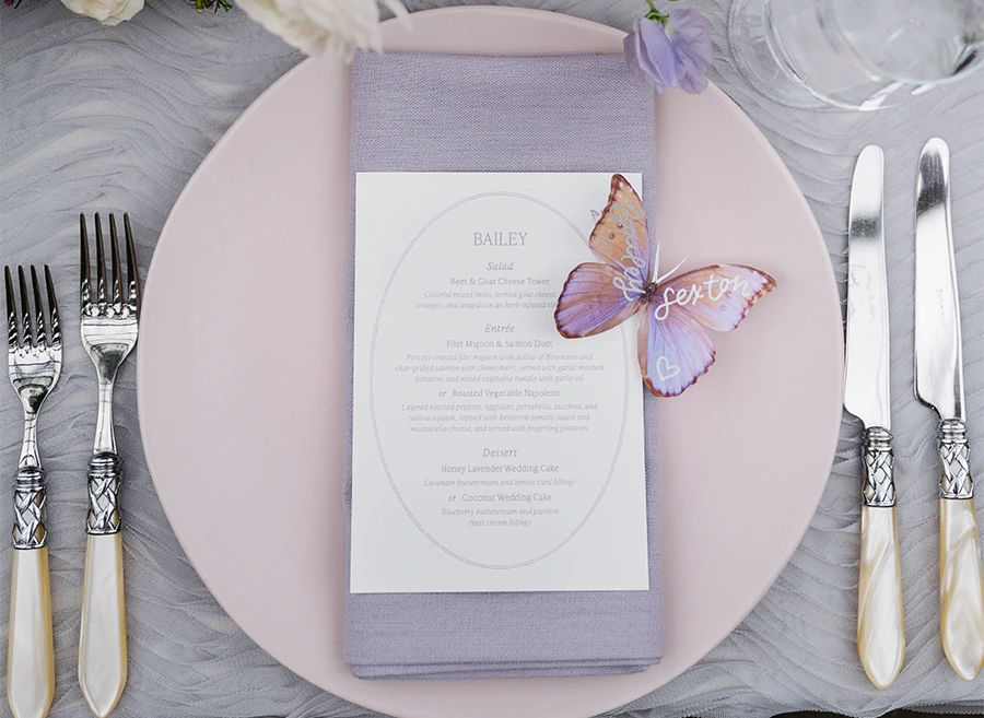 Allison's and Bailey's wedding menu