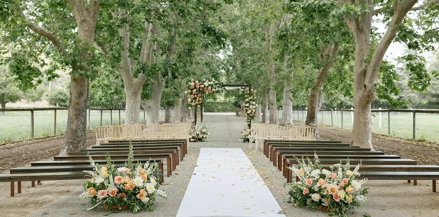 view of the outdoor wedding ceremony setup