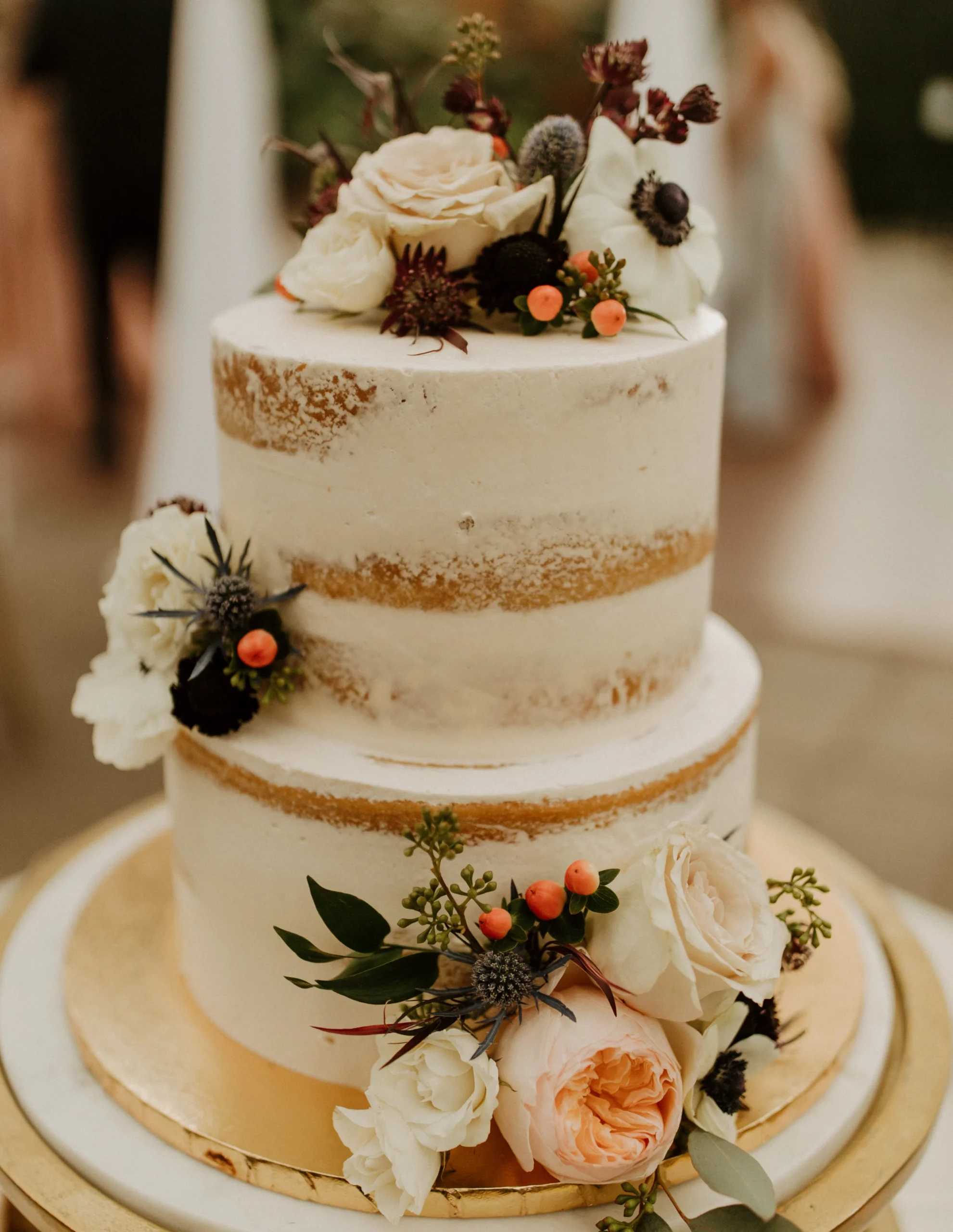 wedding cake with floral decorations