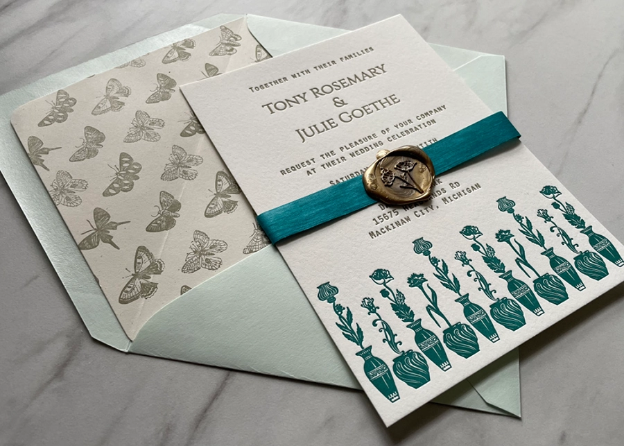 Tony Rosemary and Julie Goethe wedding invitation