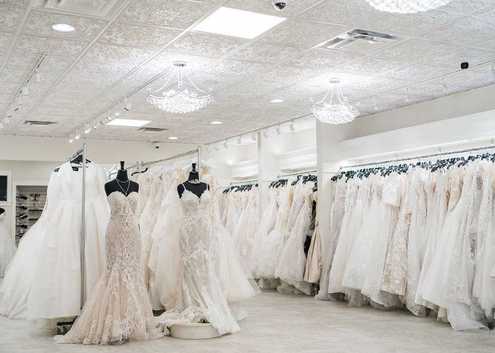 dress selection inside of Becker’s Bridal