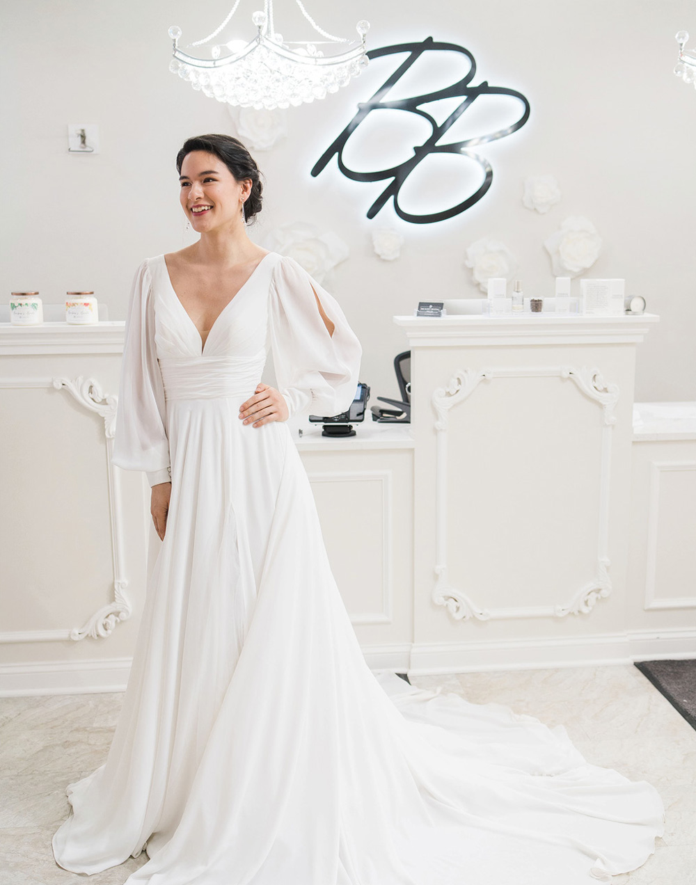bride in a dress at Becker’s Bridal